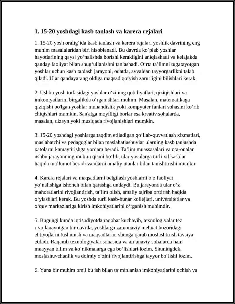 Kasb tanlash va karera rejalari 3
