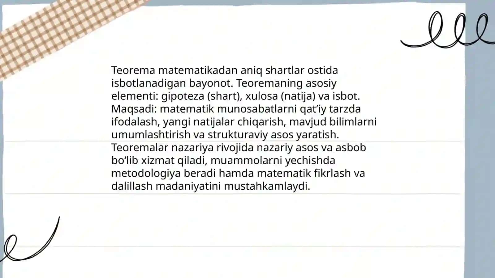Teoremaning tuzilishi va turlari 3