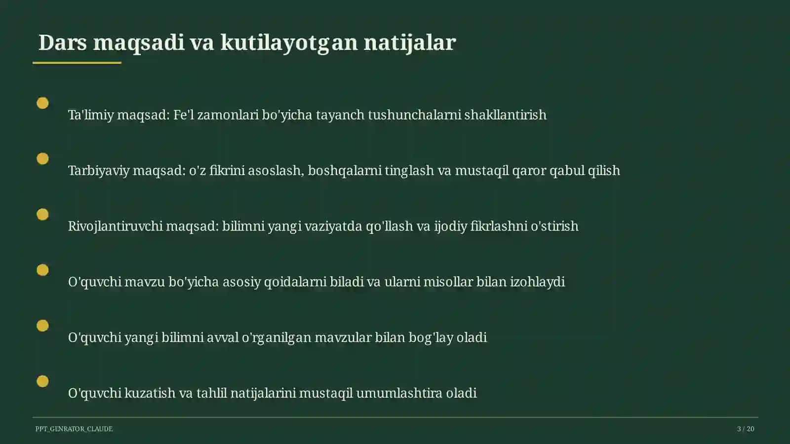Fe'l zamonlari (4-sinf) 3