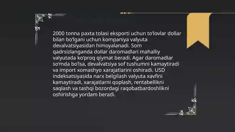 Paxta to'lasi eksporti 3