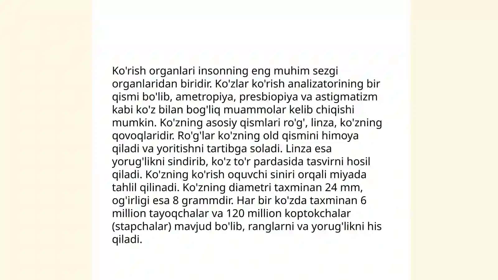 Ko'rish va eshitish organlarining xususiyati va gigiyenasi.Yaqindan ko'rish va uning oldini olish 3