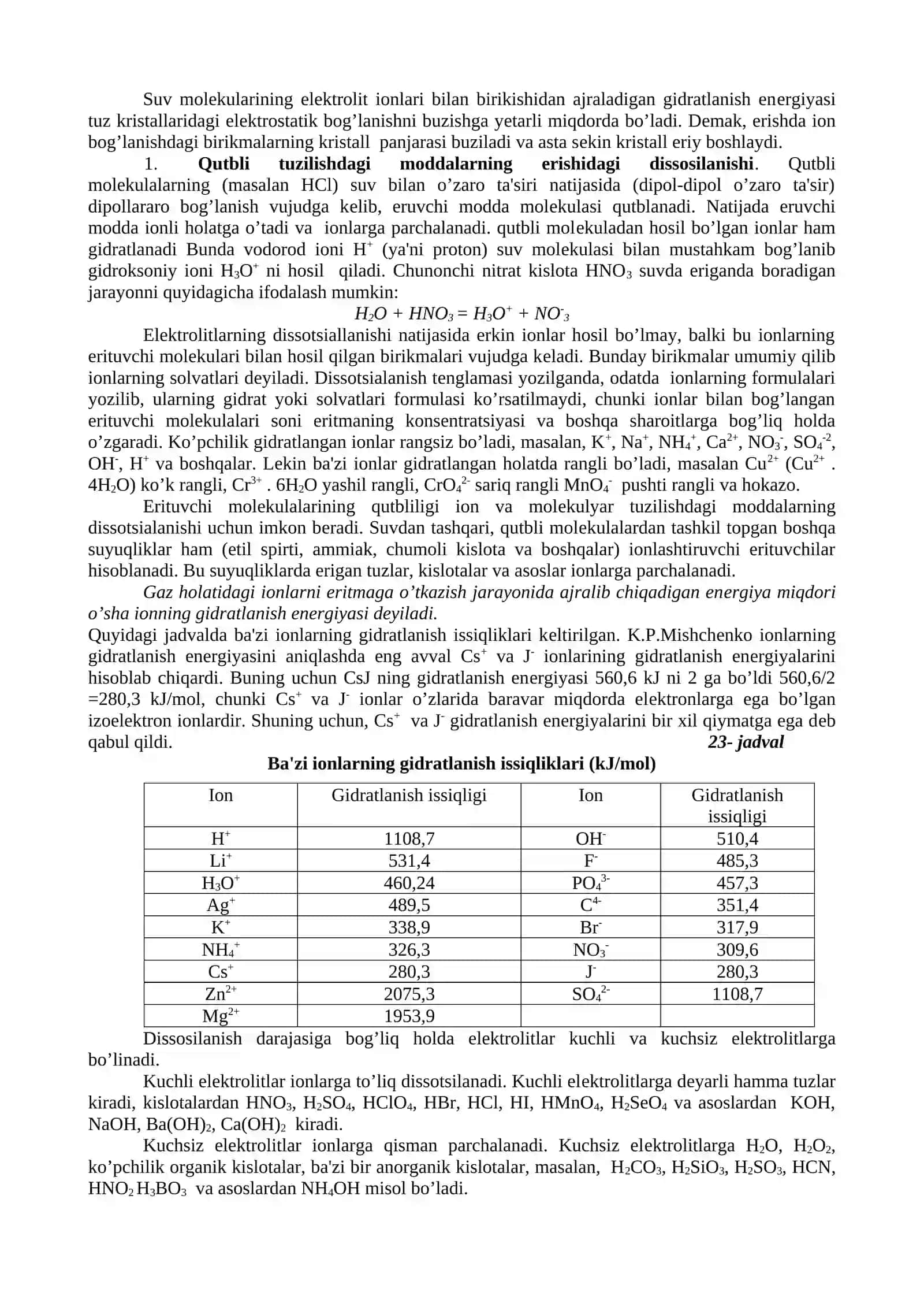 Elektrolit eritmalari. Elektrolitik dissotsilanish 3