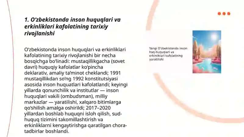 O‘zbekistonda inson huquqlari va erkinliklari kafolatining yaratilishi 3