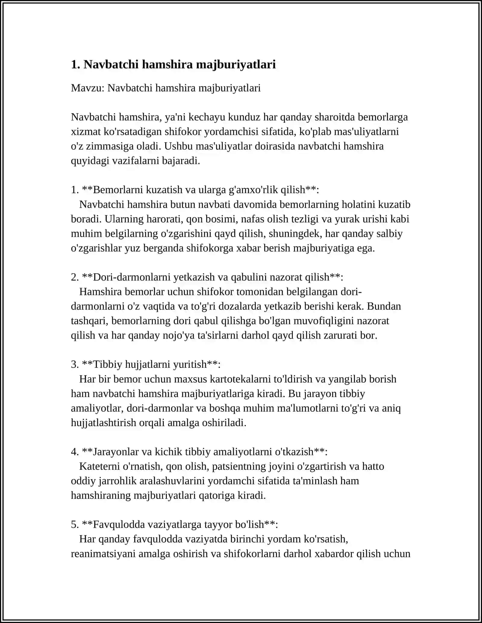 SAMOTIK BOʼLIMLARDA NAVBATCHI HAMSHIRANI FUNKISIAL VAZIFASI 3