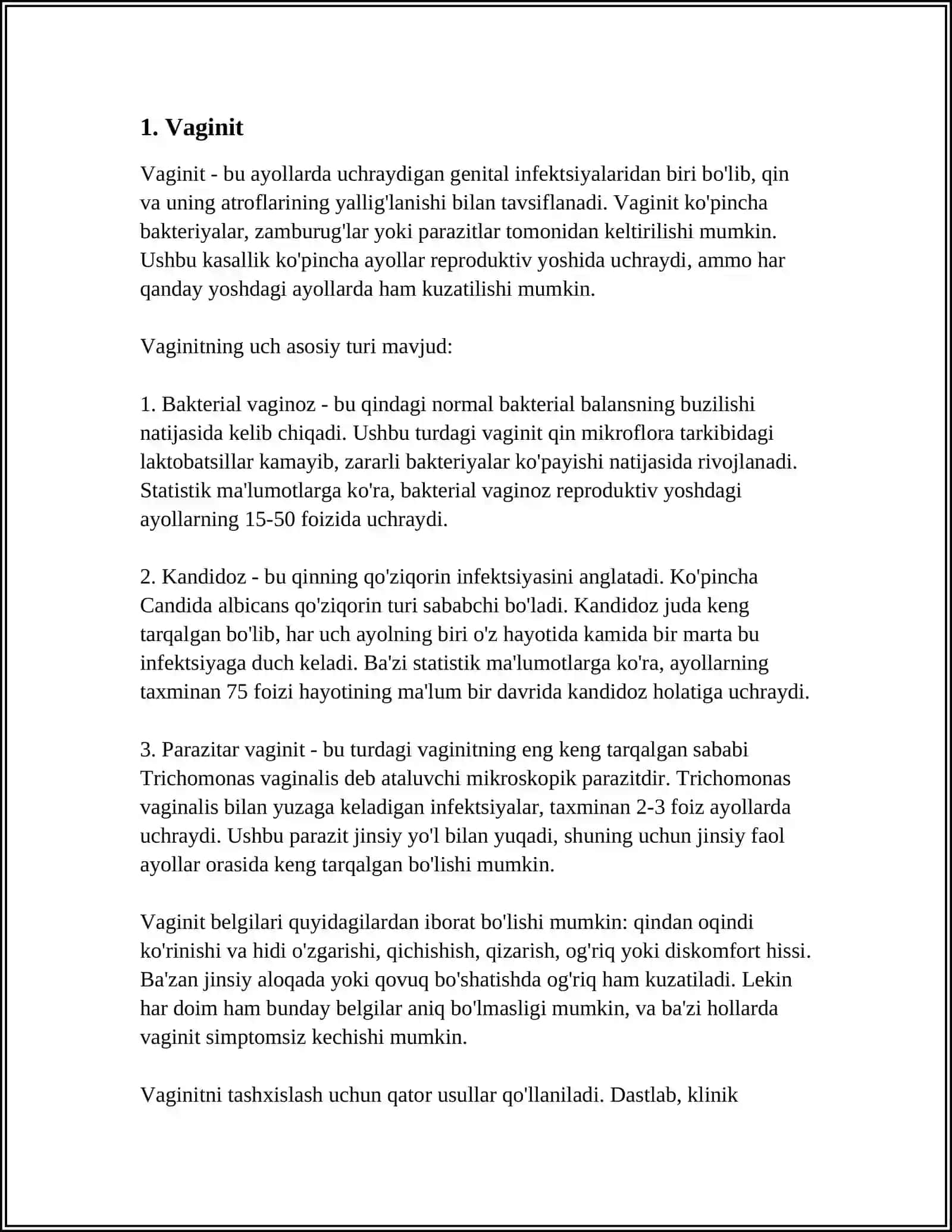 AYOLLAR JINSIY AʼZOLARI SPETSIFIK ETIOLOGIYALI YALLIGʻLANISH KASALLIKLARI 3