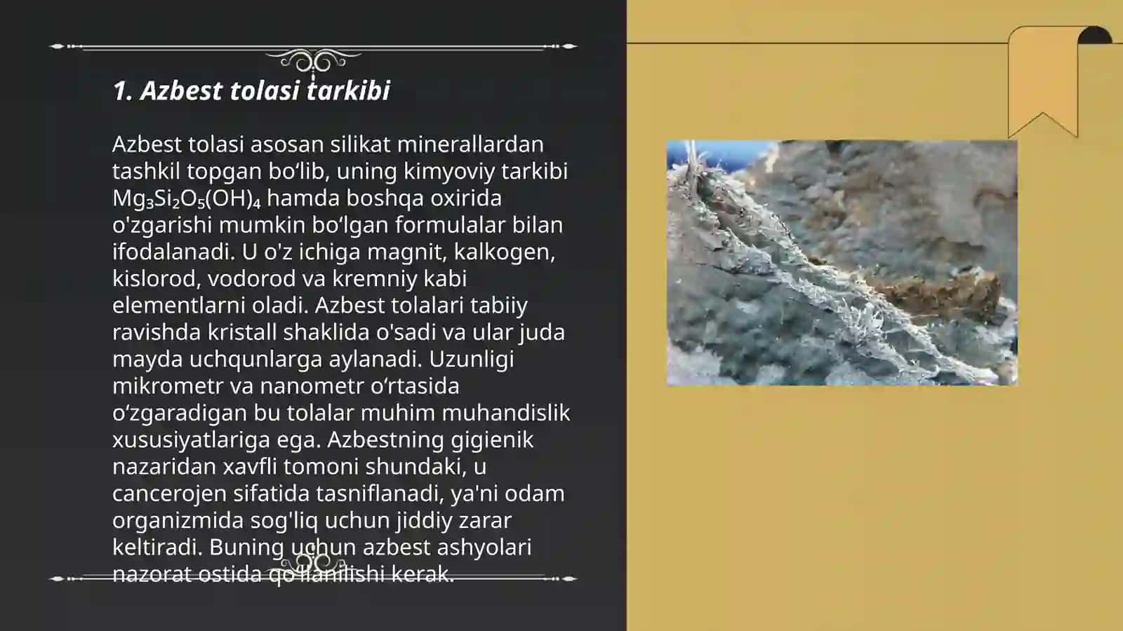 Azbes tolasi xususiyatlari 3