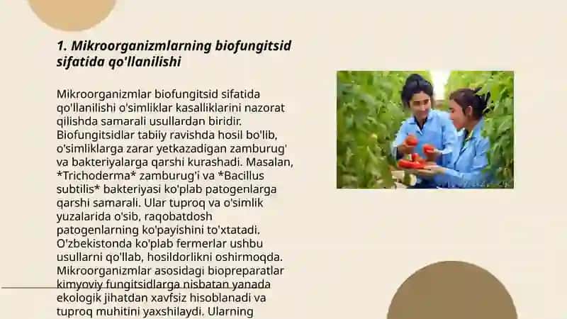 Mikroorganizmlarning qishloq xoʻjaligida, oʻsimliklarni himoya qilishda qoʻllanilishi 3