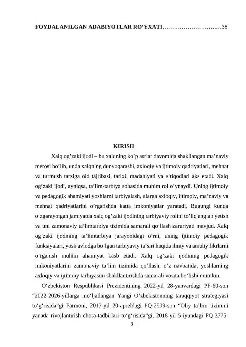 BOSHLANG’ICH SINFLARDA TARBIYAVIY SOATLARNI XALQ OG’ZAKI IJODI ASOSIDA TASHKIL ETISH METODIKASI (MAQOLLAR MISOLIDA) 3