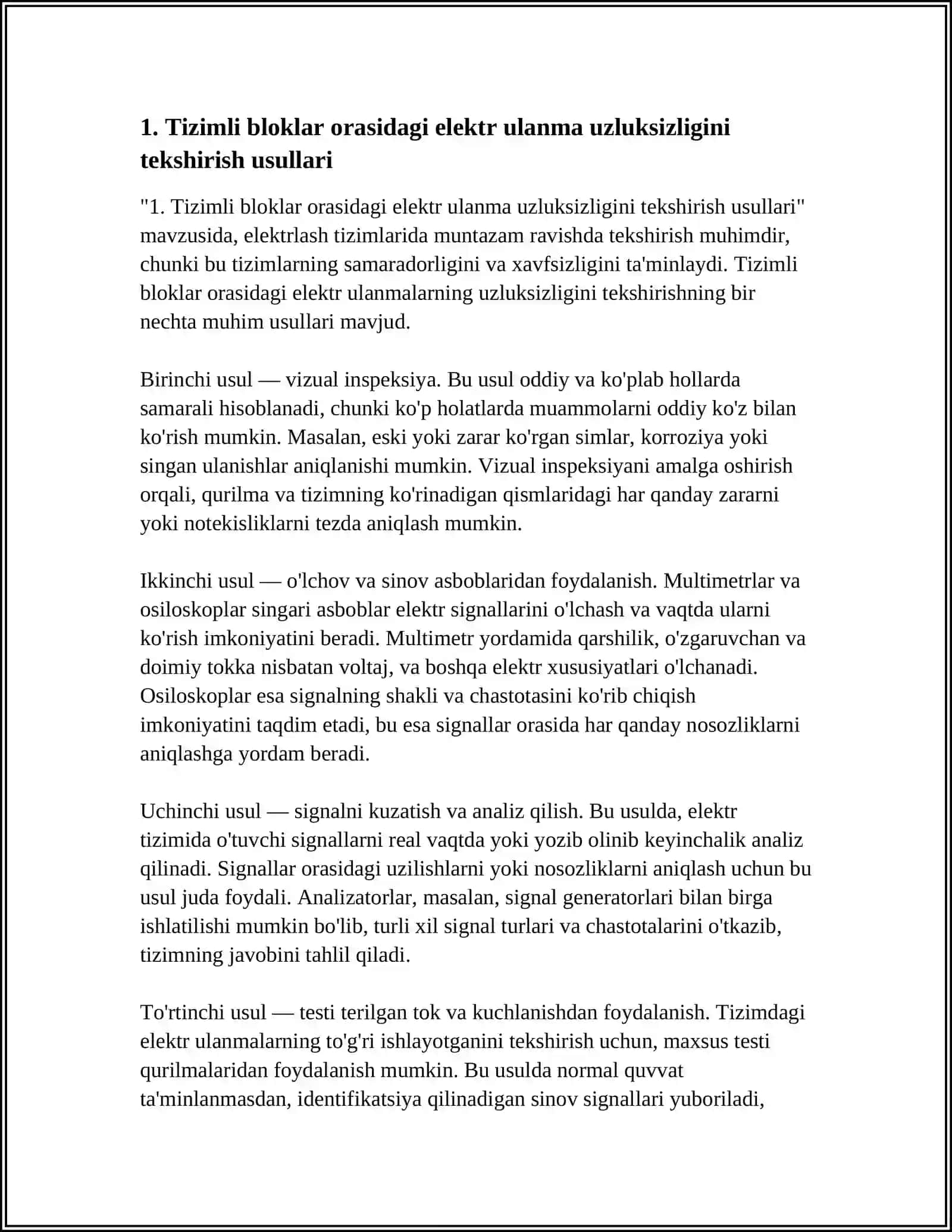 TIZIMLI BLOK ULANGANLIGINI TEKSHIRISH 3