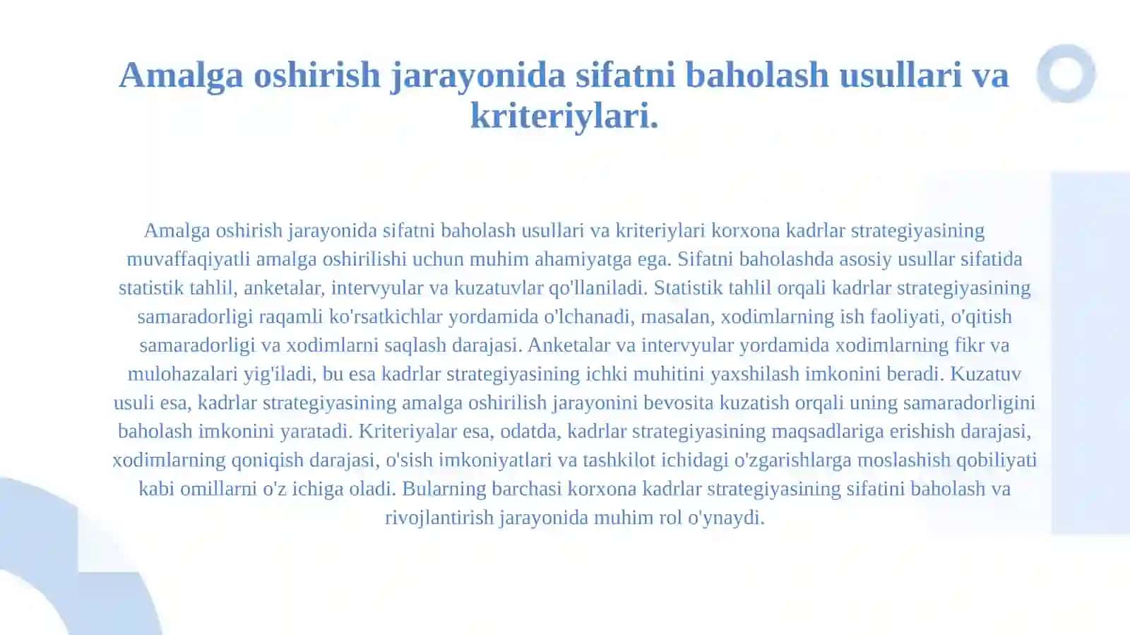 Korxona kadrlar strategiyasini amalga oshirish sifatini baholash va uni rivojlantirish strategiyasini ishlab chiqish 3