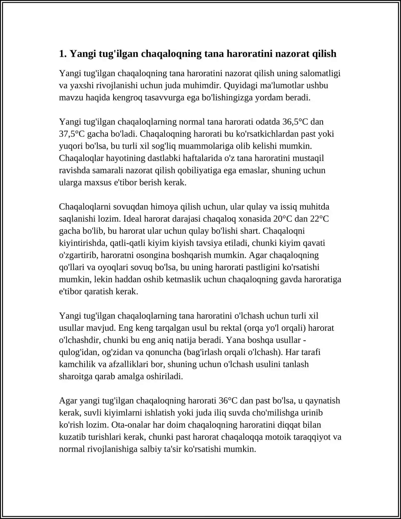 YANGI TUG'ILGAN CHAQALOQNING BIRLAMCHI PARVARISHI VA PATRONAJI 3