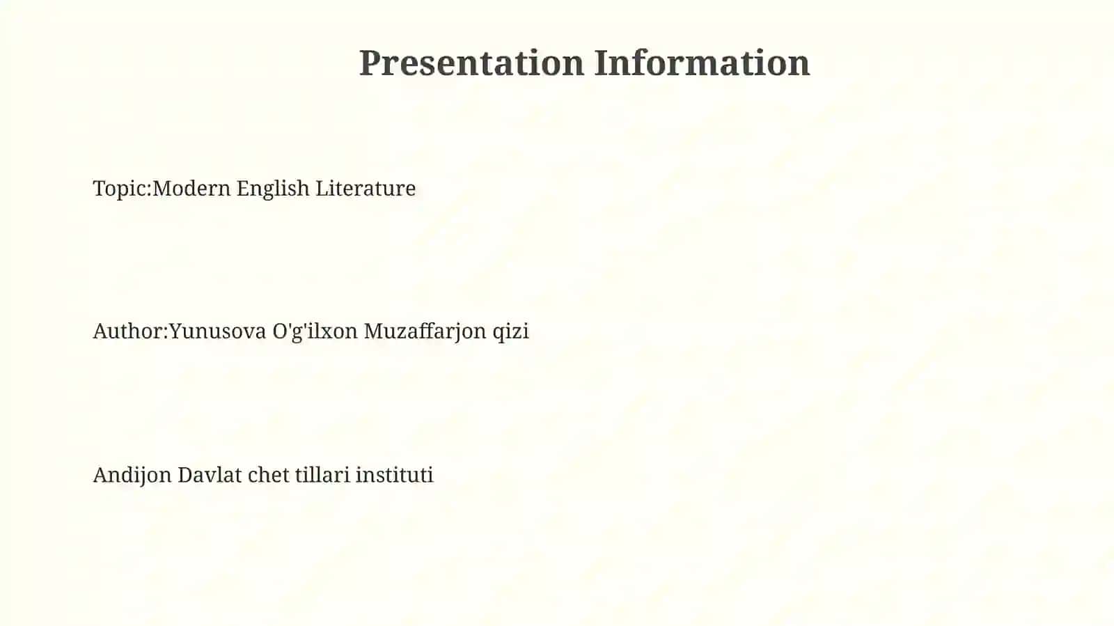 Modern English literature 3