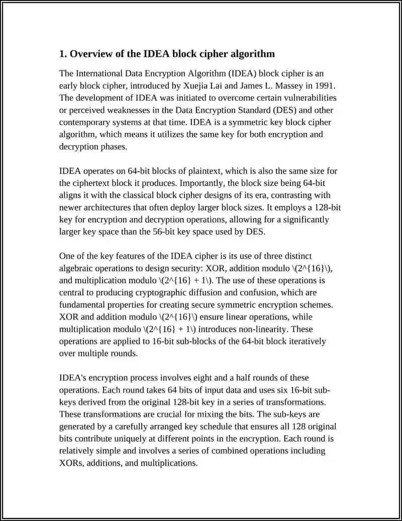 IDEA block cipher algorithm 3