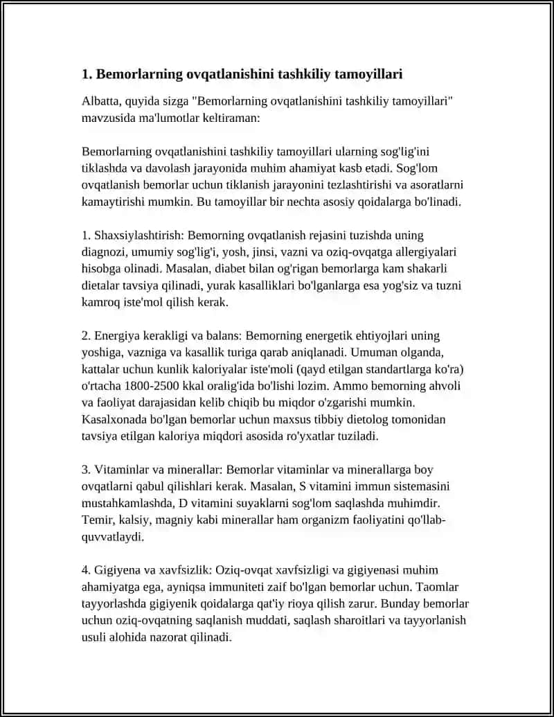 BEMORLARNING OVQATLANISHINI TASHKIL QILISH VA UNING GIGIYENIK NAZORATI 3