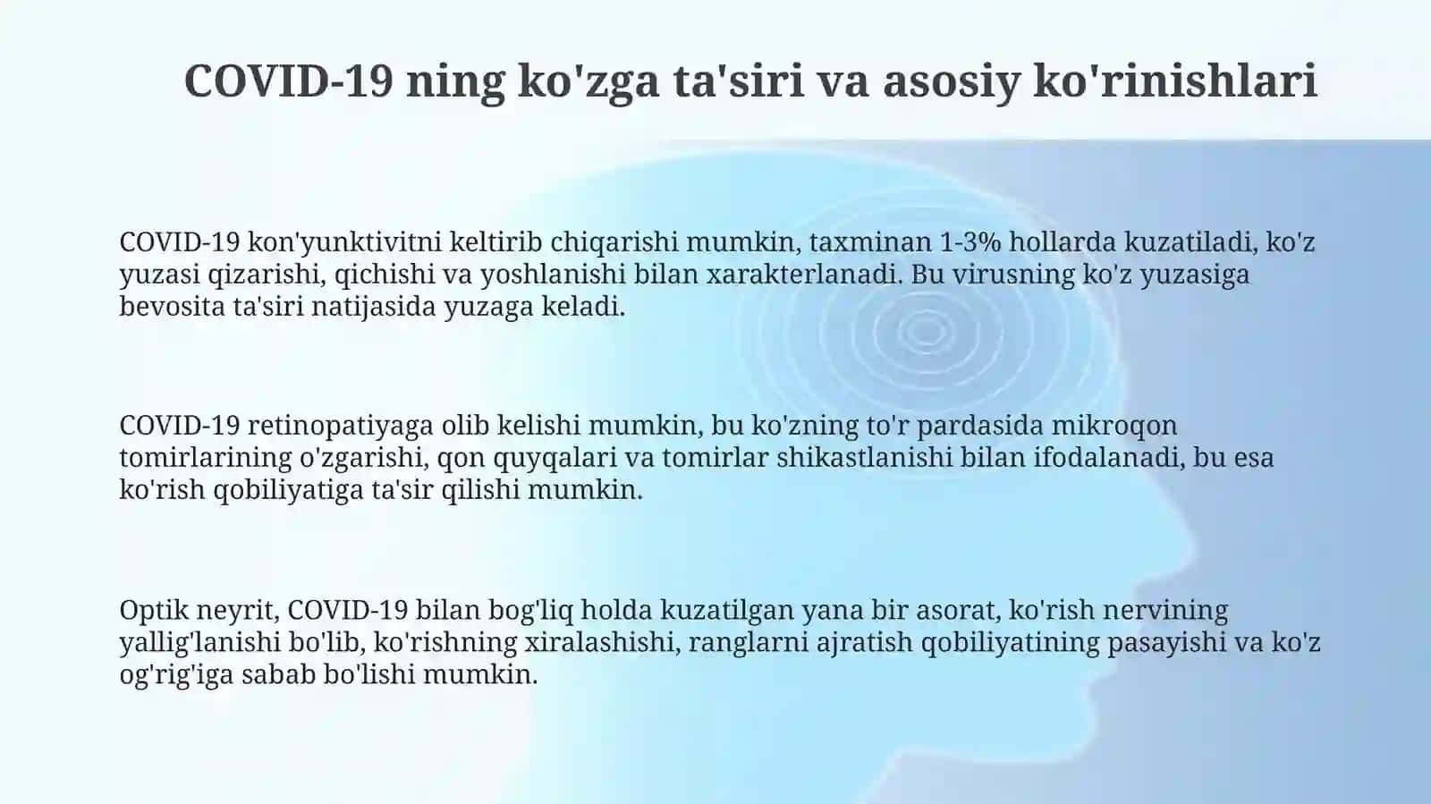 COVID dako'zdagio'zgarishlar 3