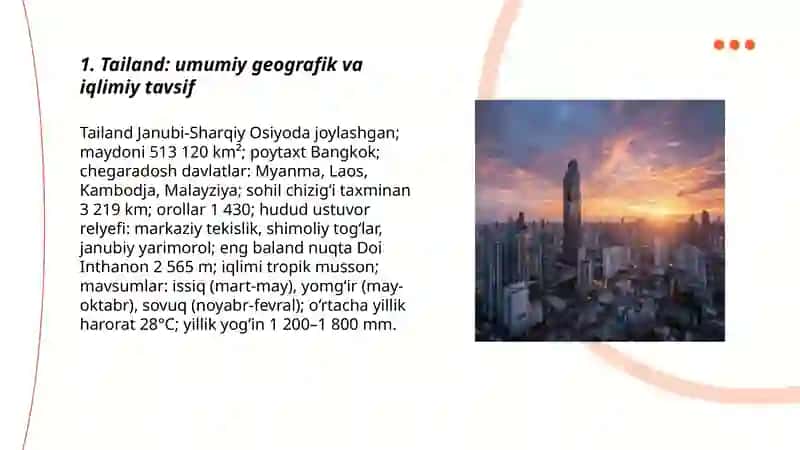 Tailand: umumiy geografik va iqlimiy tavsif 3