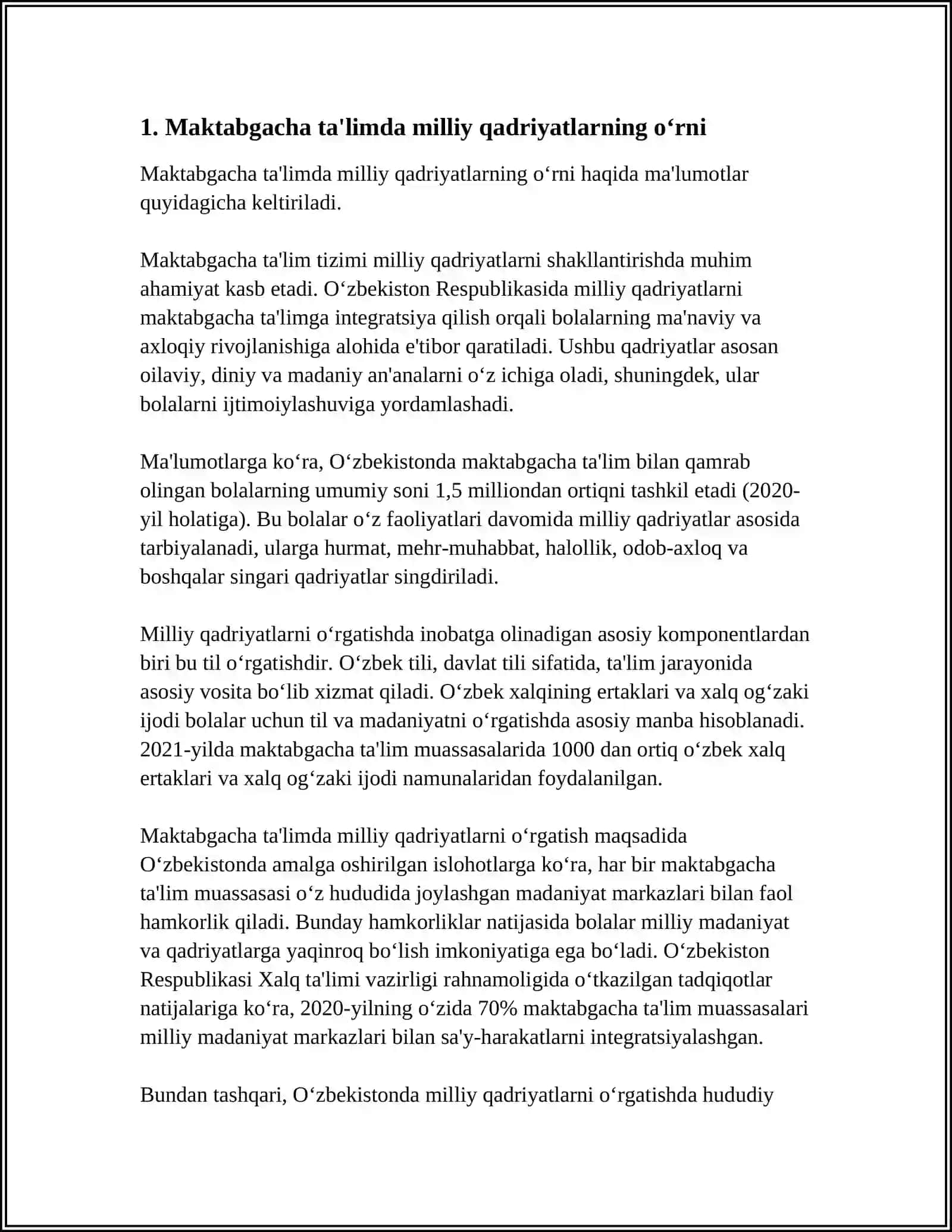 MAKTABGACHA TA'LIMDA MILLIY TARBIYA REFERAT 3