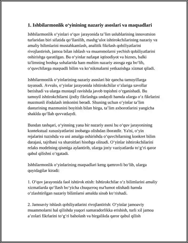ISHBILARMONLIK OʻYININI TASHKIL QILISH TEXNALOGIYASI 3
