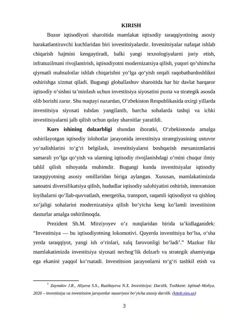 O‘zbekistonda investitsiya strategiyasining ustuvor yo‘nalishlari, maqsad va vazifalari 3
