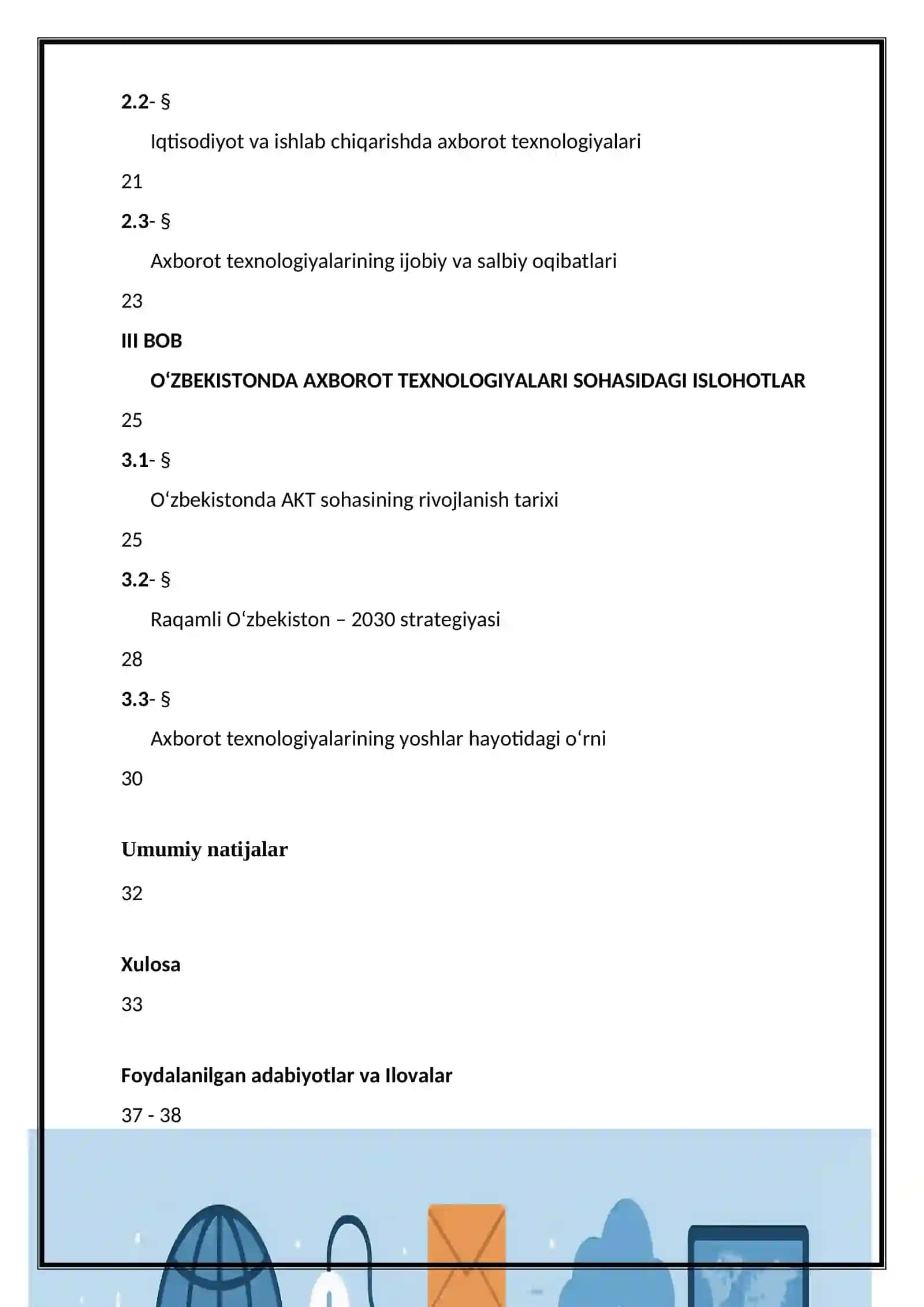 XXI  ASR  AXBOROT  TEXNOLOGIYALAR  ASRI KURS ISHI 3