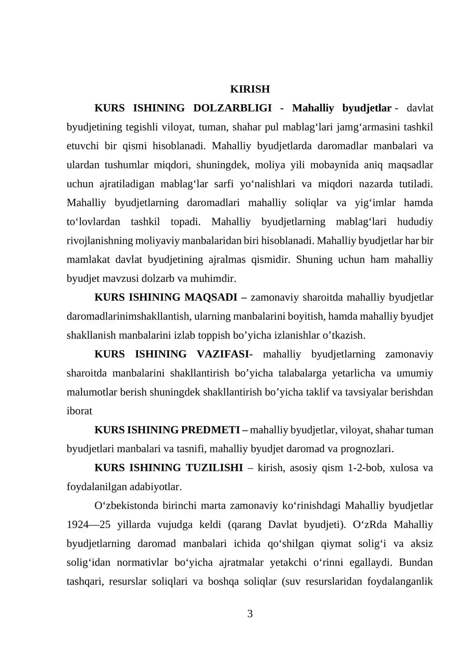 Mahalliy byudjetlar daromadlarining shakllanish manbalari 3