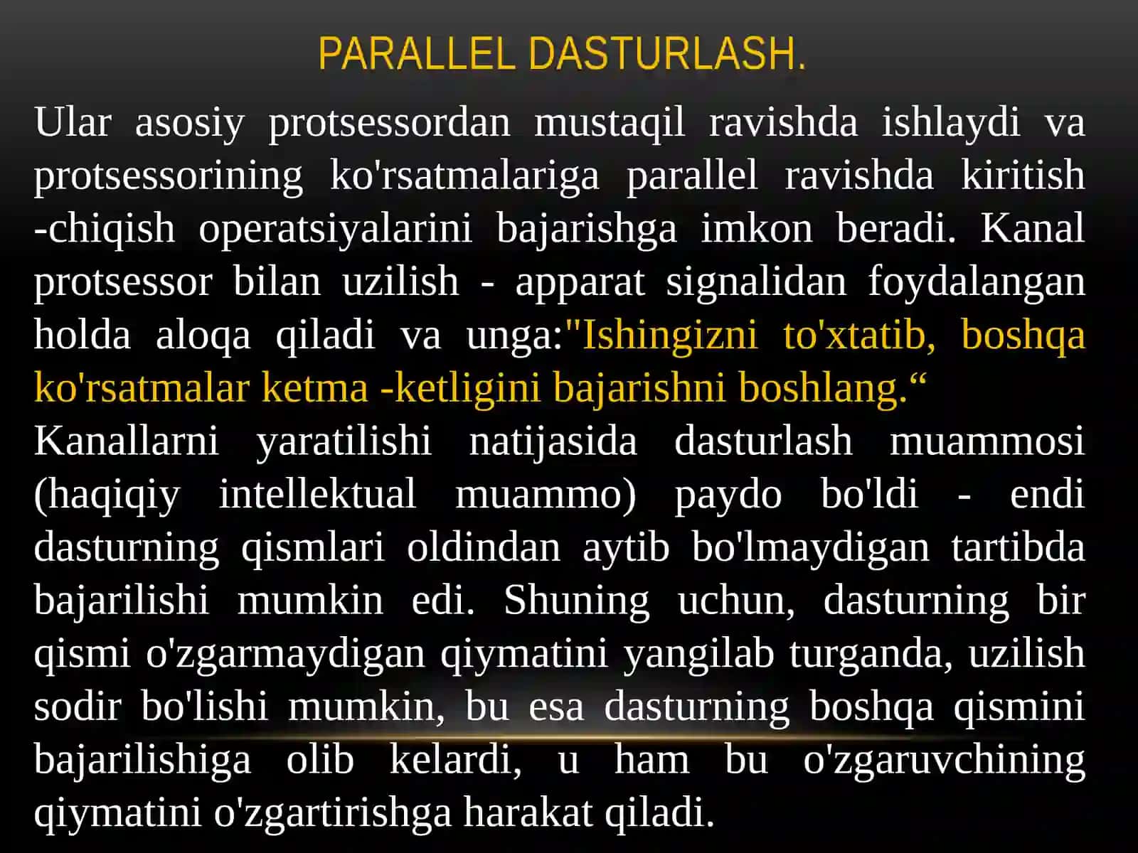 Parallel dasturlash asoslari slayd 3