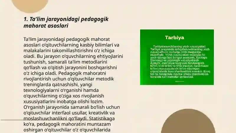 Pedagogik mahorat asoslari va uning tarkibiy qismlari 3
