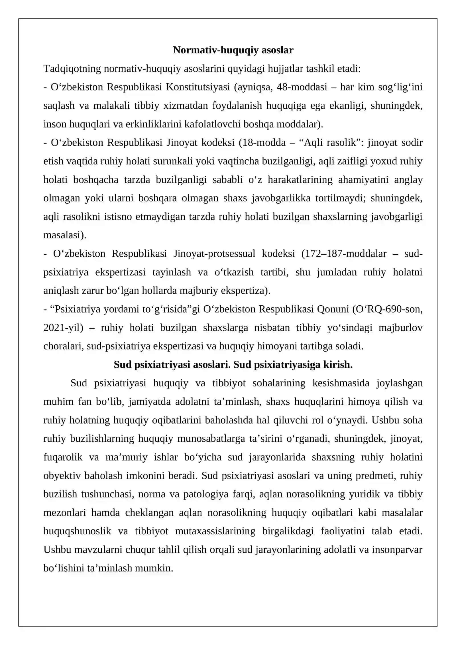 Sud psixiatriyasi asoslari. Sud psixiatriyasiga kirish 3