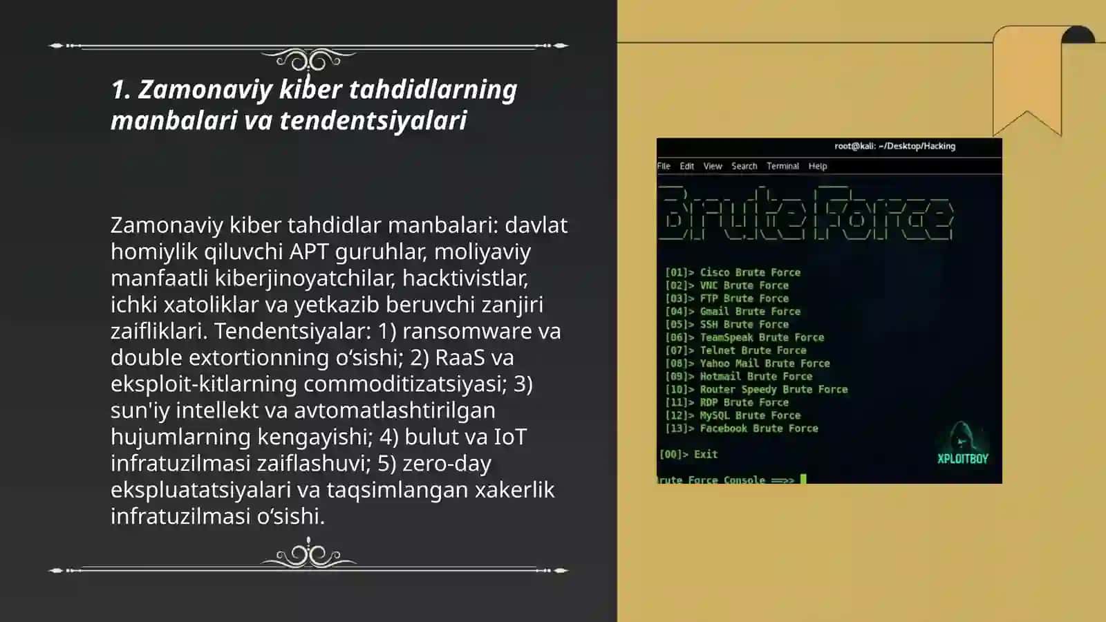 Kibr xavfsizlik va zamonaviy tahdidlar: tahlil va himoya usullari 3