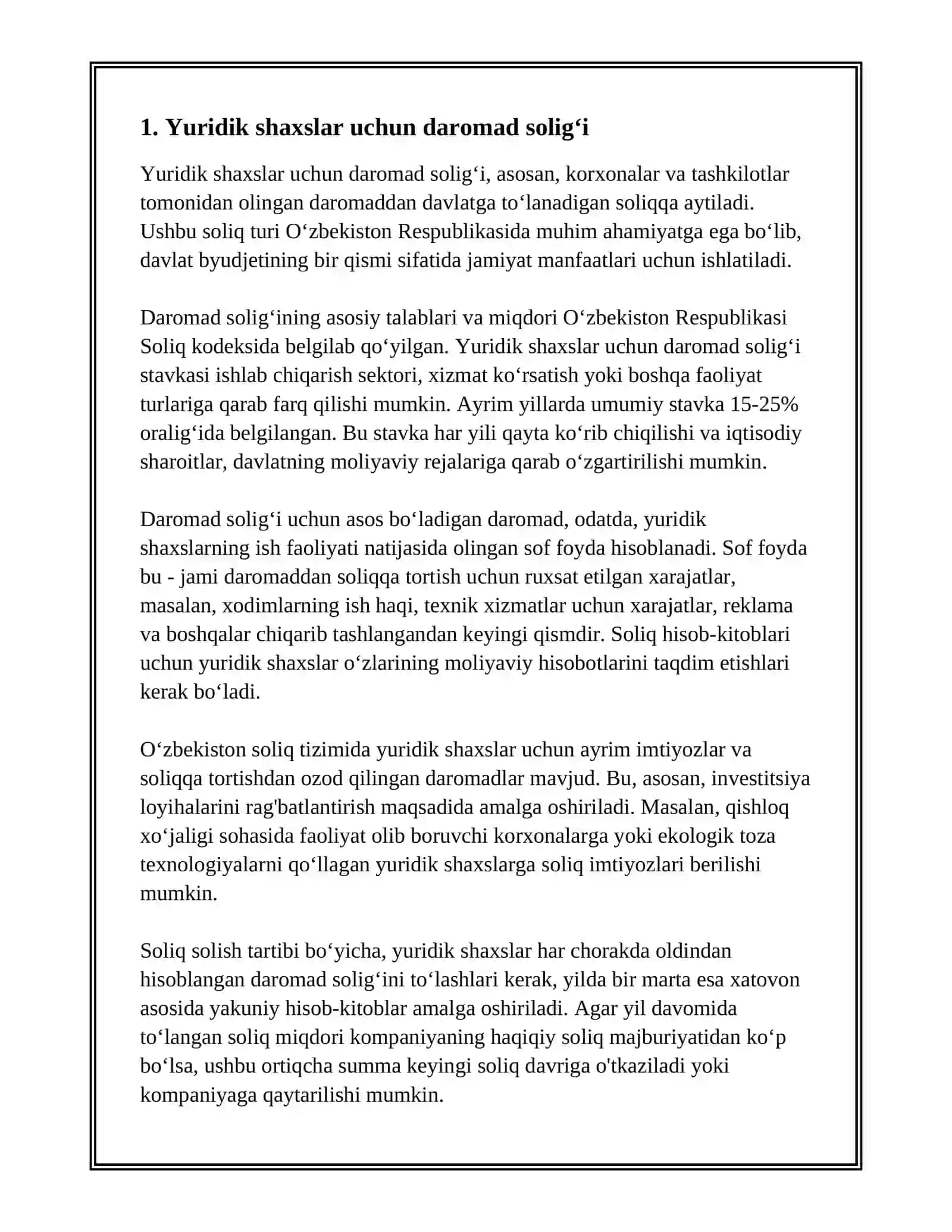 Yuridik shaxslar uchun daromad solig‘i 3