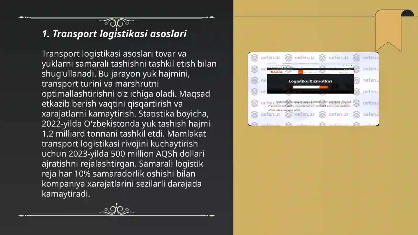transport logistikasi xizmat ko'rsatish 3