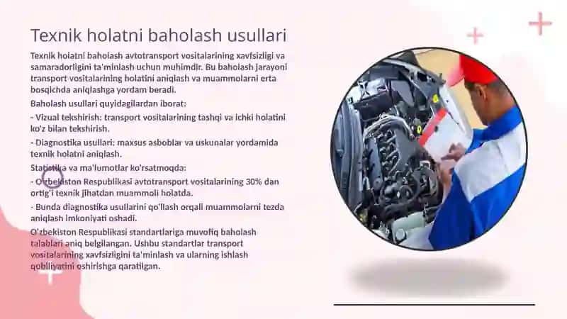 Avtotransport vositalari texnik holatini baholash qobiliyati 3