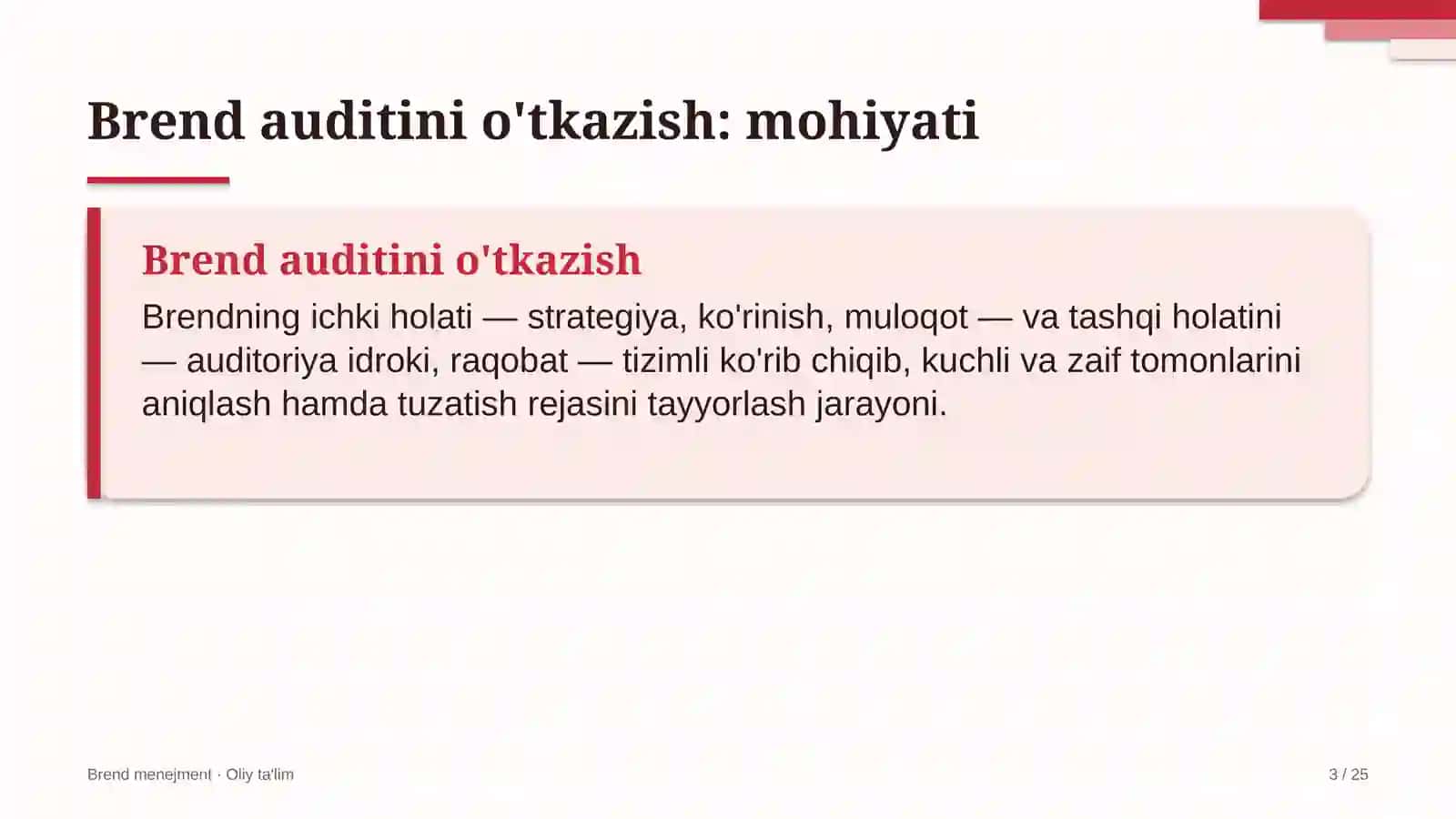 Avtomaktablarda brend auditini o'tkazish 3