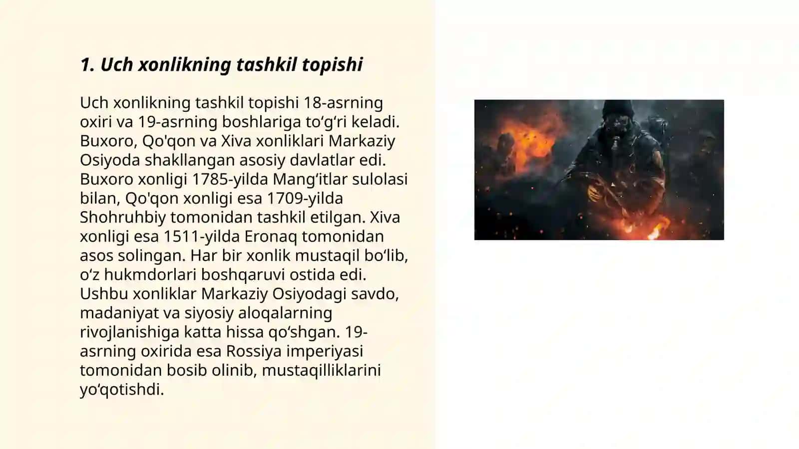 Uch xonlikning tashkil topishi 3