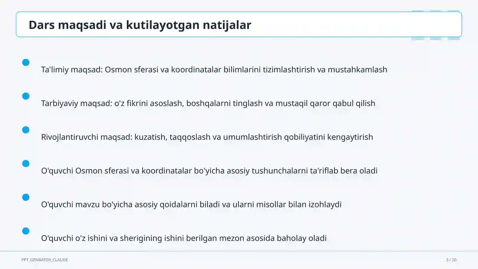Osmon sferasi va koordinatalar (10-sinf) 3