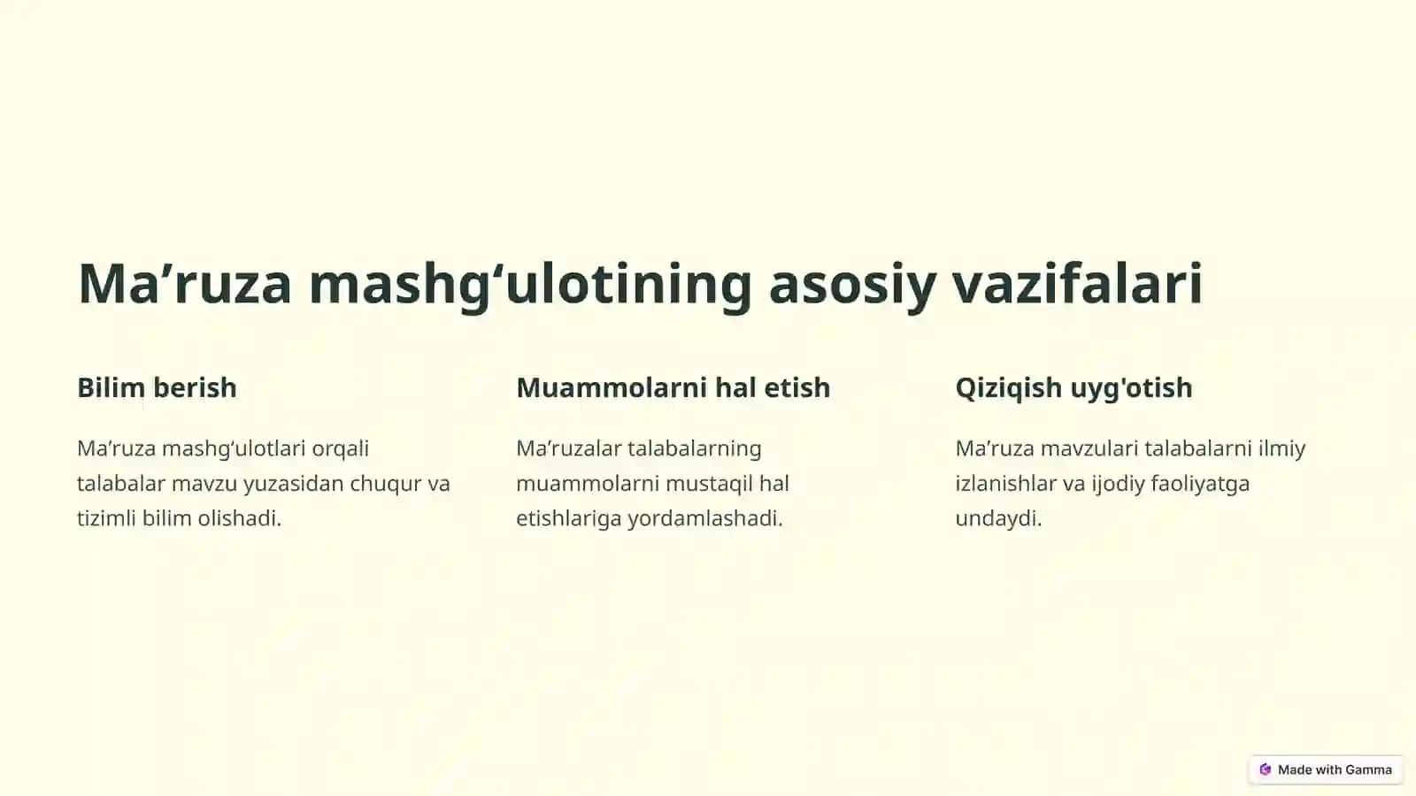 Maʼruza mashgʻuloti va uning mazmuni 3