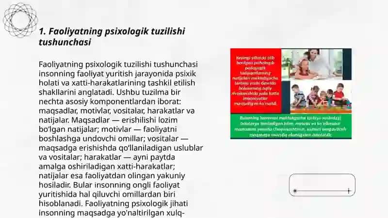 Bola rivojlanishida faoliyatning psixologik tuzilishi operatsiyalarining roli rolli persevtiv sohada 3