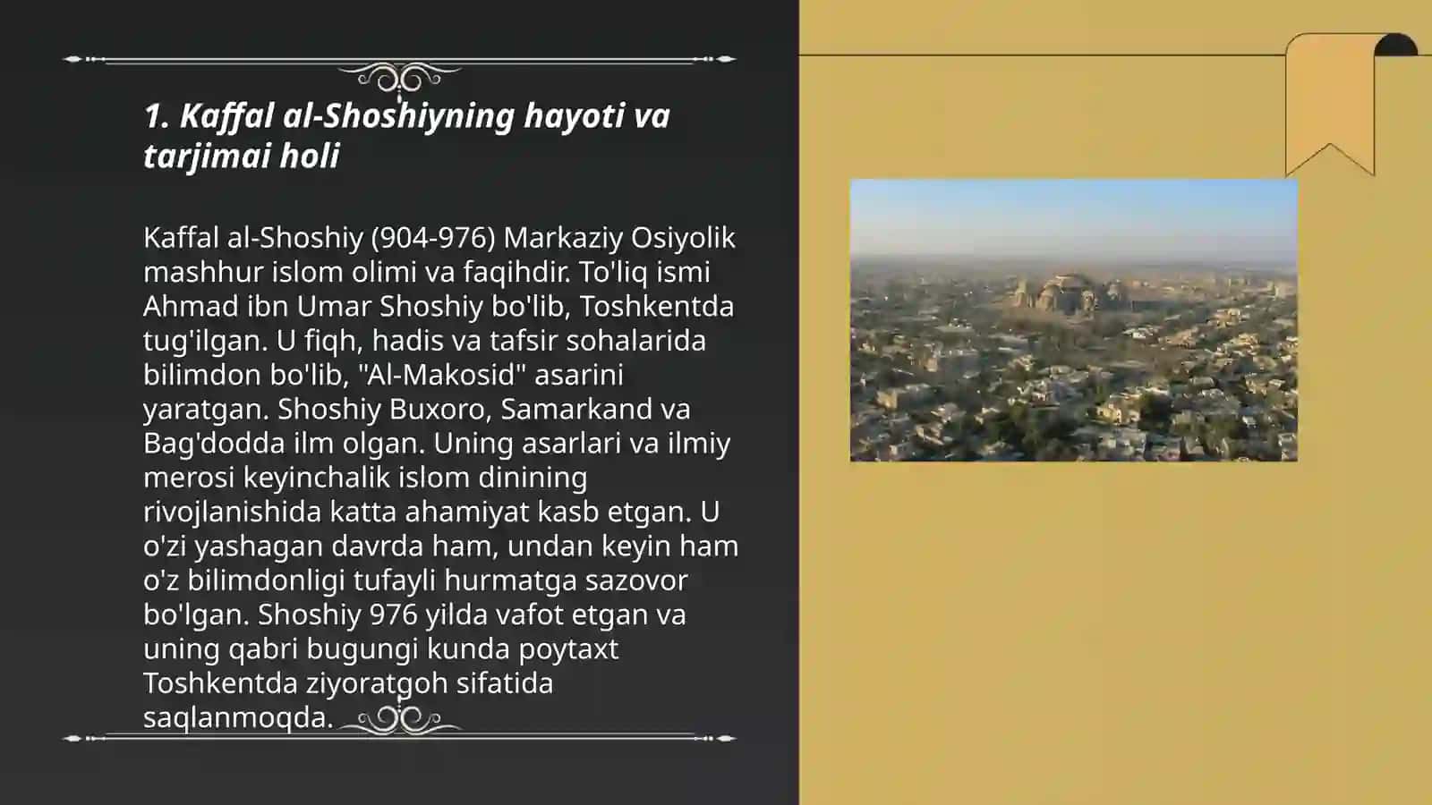 Kaffal al-Shoshiy hayoti va ilim yolida qilgan ishlari 3