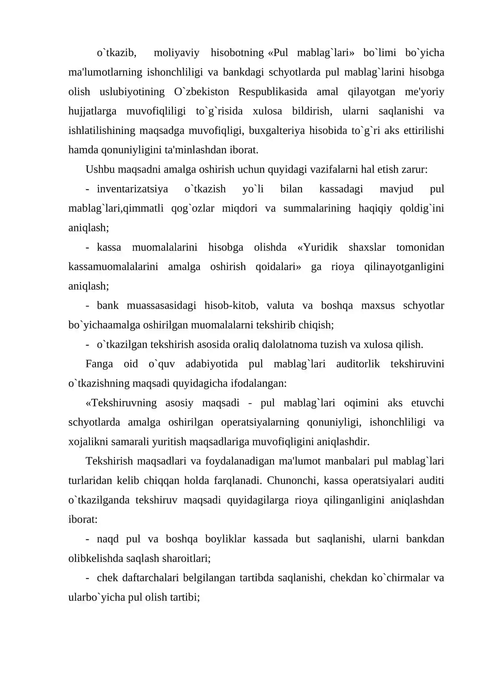 Pul mablag’lari harakati bilan bog’liq muomalalar auditining uslubi 3