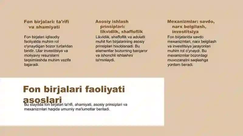 Fon birjalari faoliyati mehanizimi 3