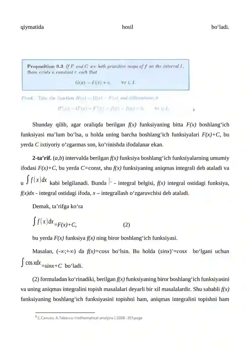 Boshlang‘ich funksiya va aniqmas integral 3