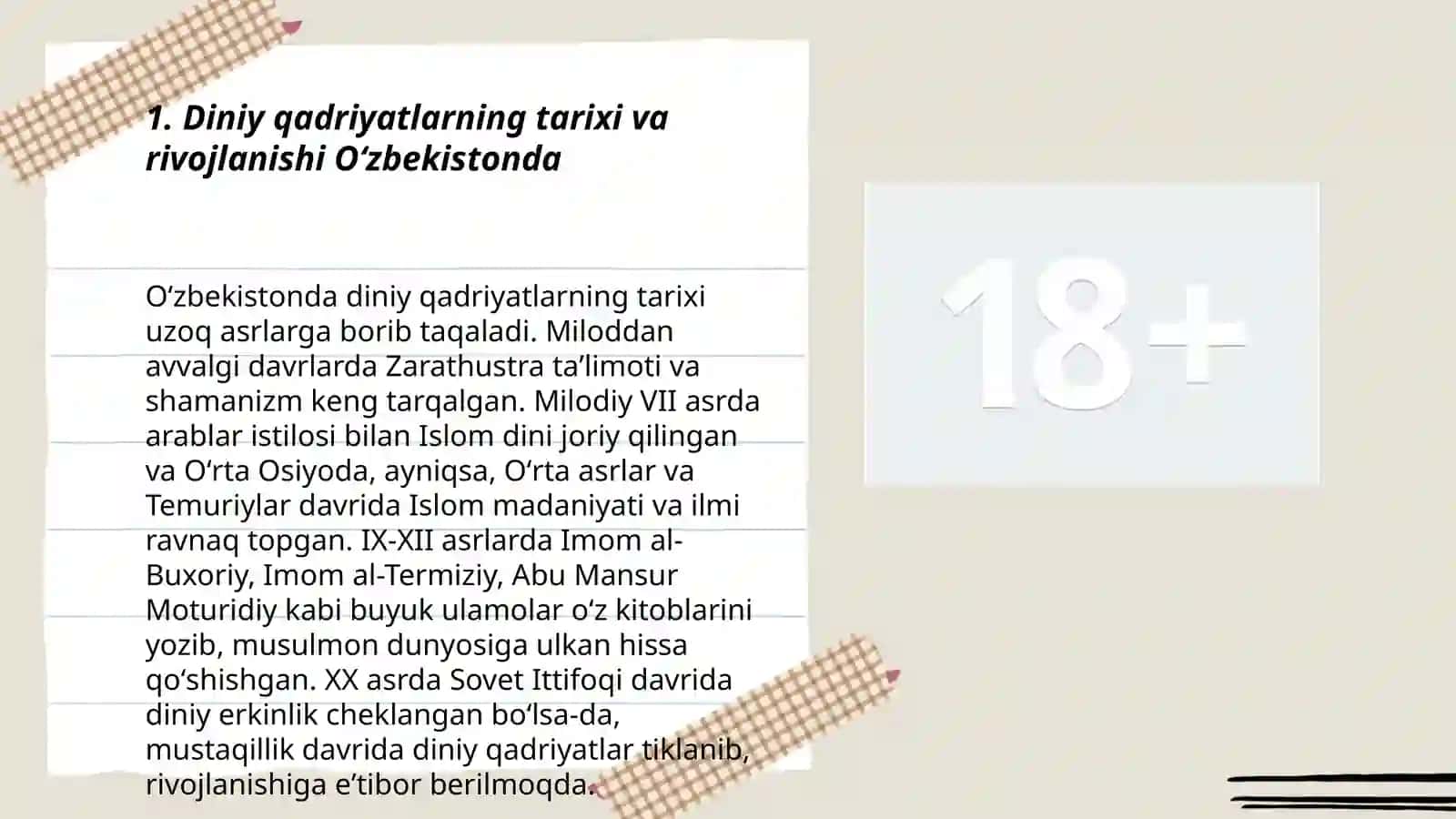Diniy qadriyatlarga e'tibor 3