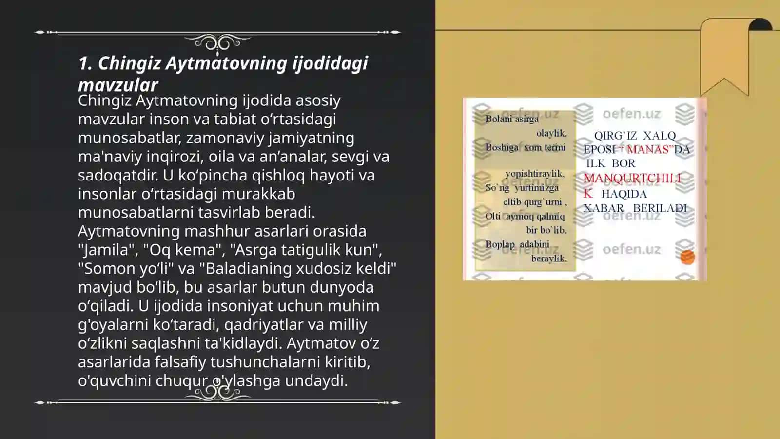 Chingiz Aytmatovning "Sarvi qomat dilbarim "qissasi haqida 3