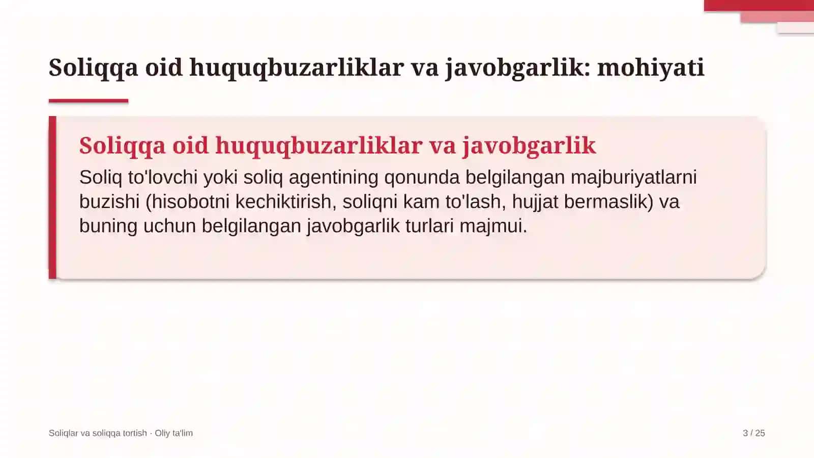 startaplarda soliqqa oid huquqbuzarliklar va javobgarlik 5102 3