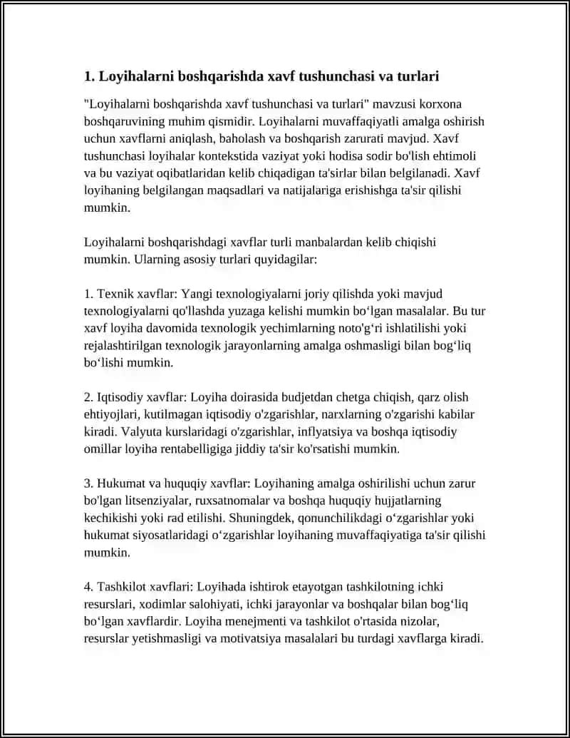 KORXONADA LOYIHA RISKLARINI BOSHQARISH 3