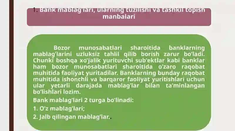 FAN: BANKLARDA IQTISODIY TAHLIL 3