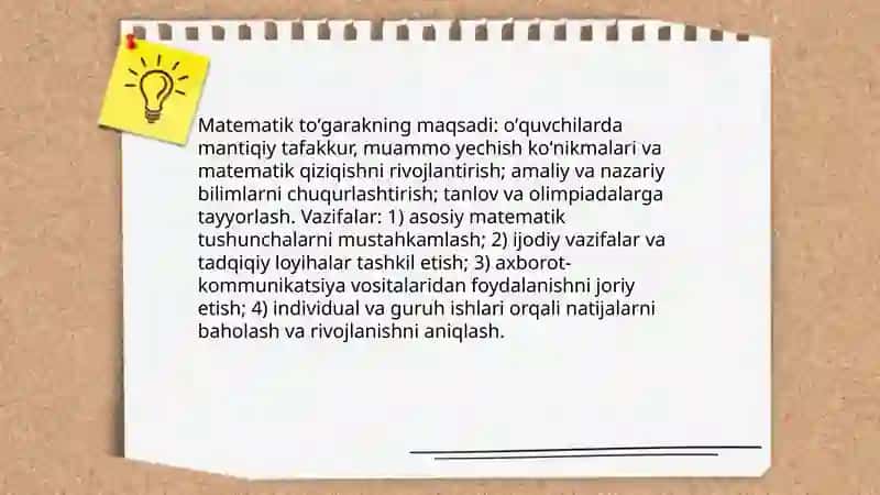 Matematik toʻgarakni oʻtkazish metodikasi 3