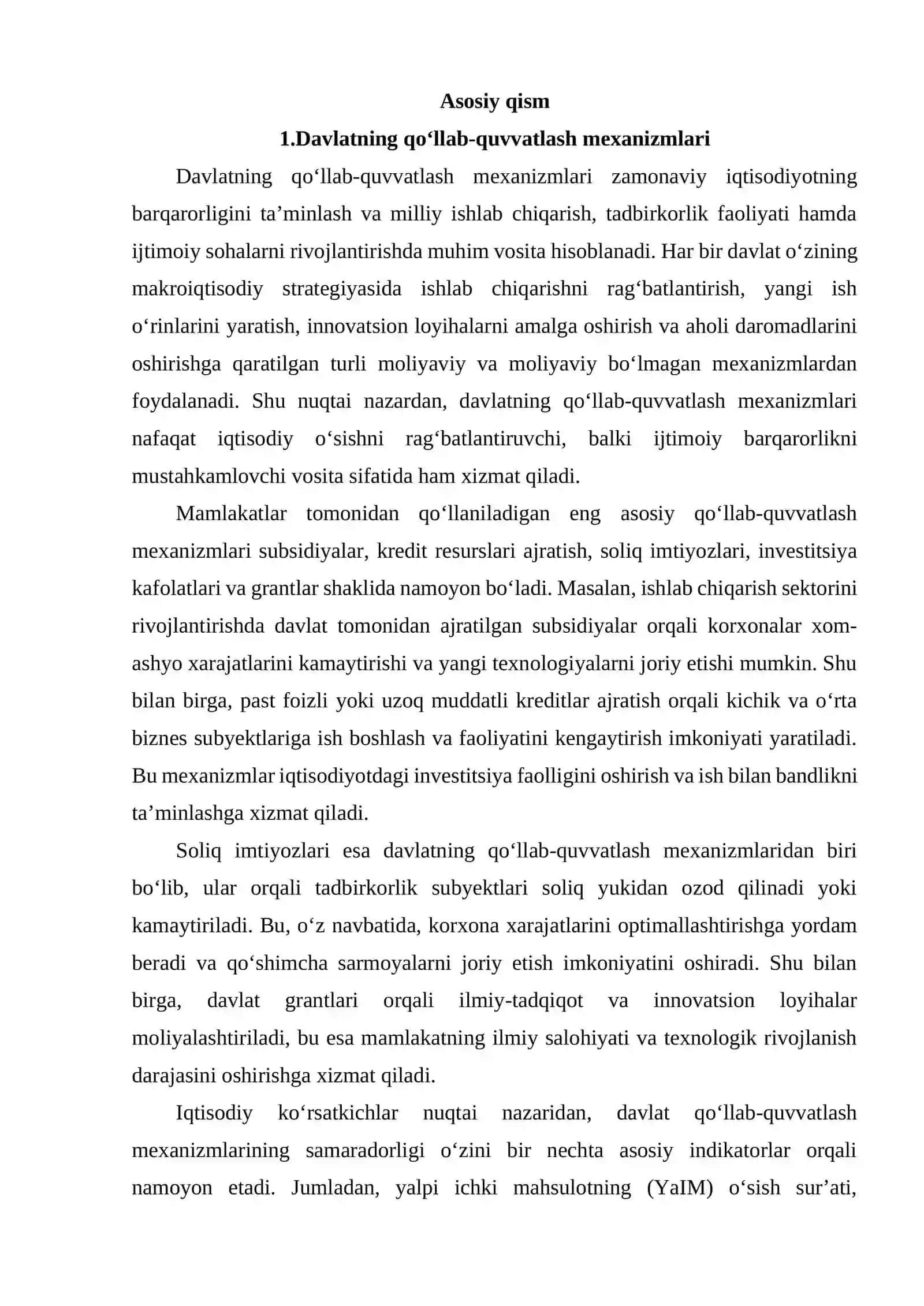 Infratuzilma sohasida faoliyat yuritayotgan aholi va tadbirkorlik subyektlarini davlat tomonidan qo‘llab-quvvatlash 3