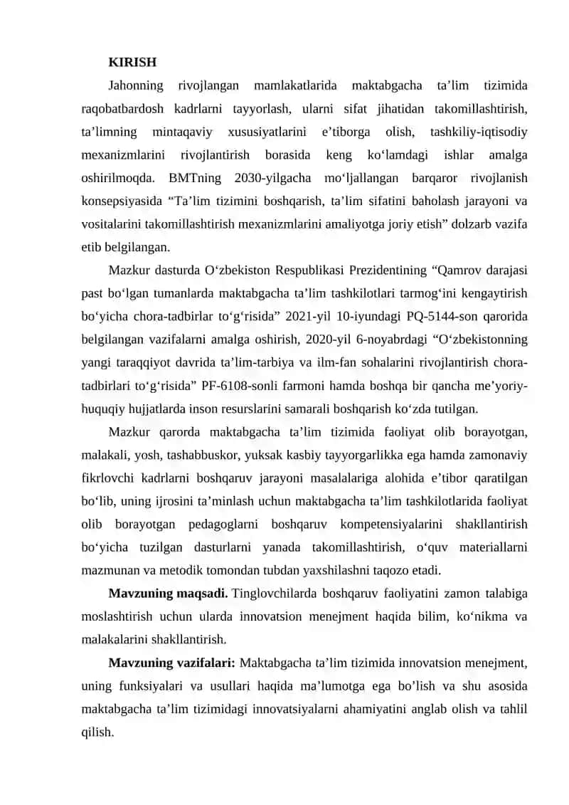 Maktabgacha ta'lim tizimida innovatsion menejment, uning funksiyalari va usullari 3