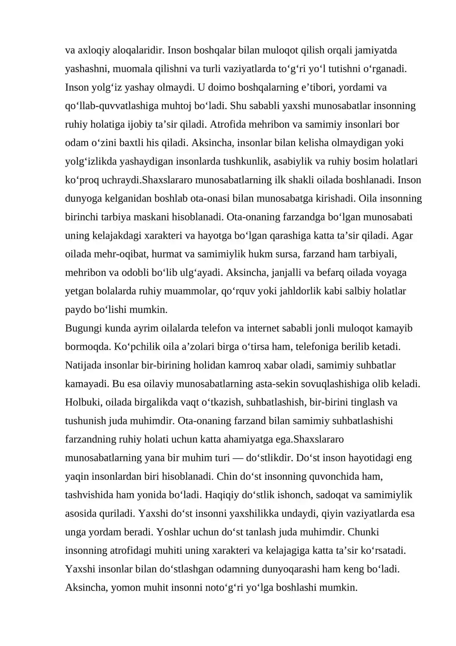 SHAXSLARARO MUNOSABATLAR VA ULARNING JAMIYATDAGI O’RNI 3